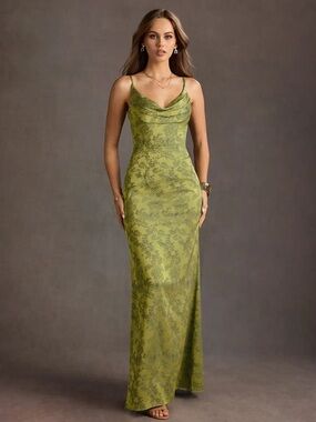 NWT Azazie Leah Moss Navy Gown